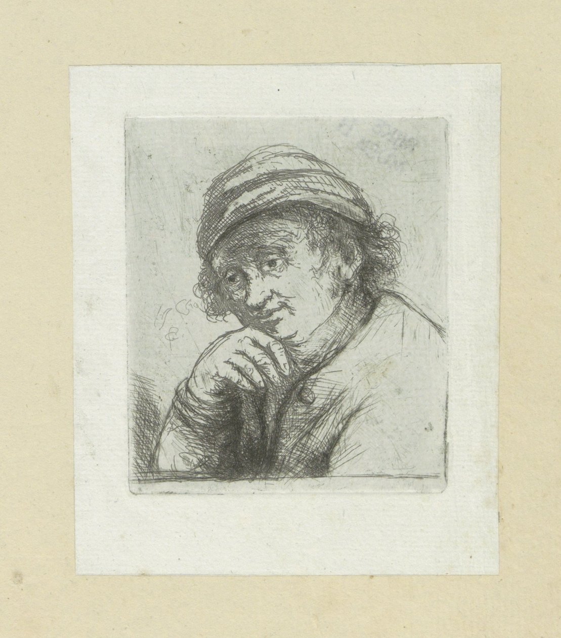 Mann mit Hand unter seinem Kinn von Jan Chalon