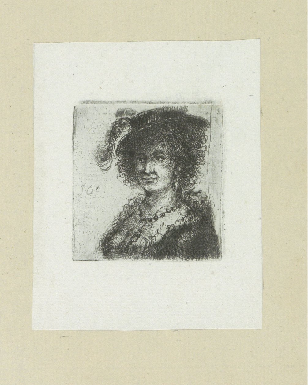 Vrouw met hoed met veer von Jan Chalon