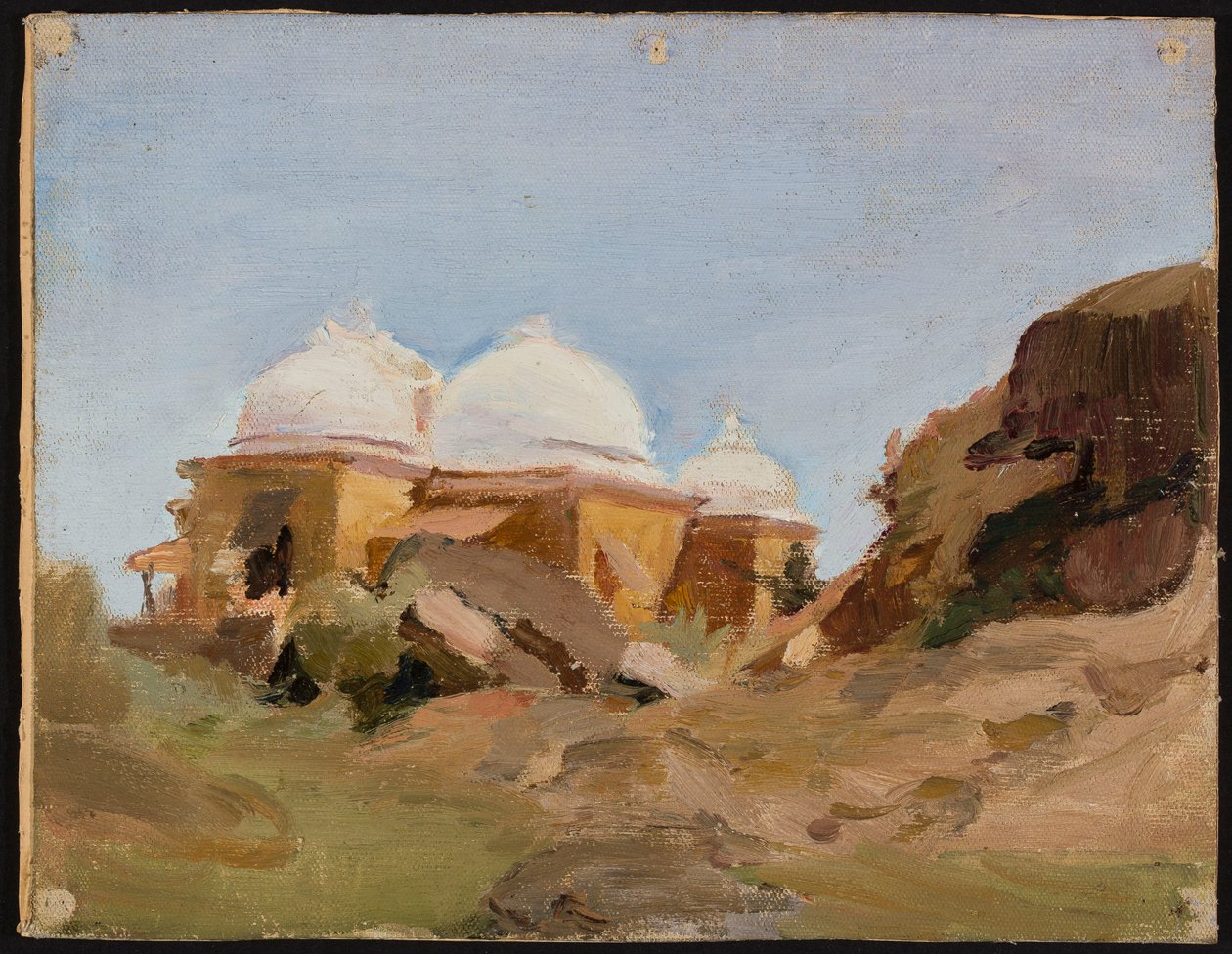Tempel mit weißen Kuppeln. Von einer Reise nach Indien von Jan Ciągliński