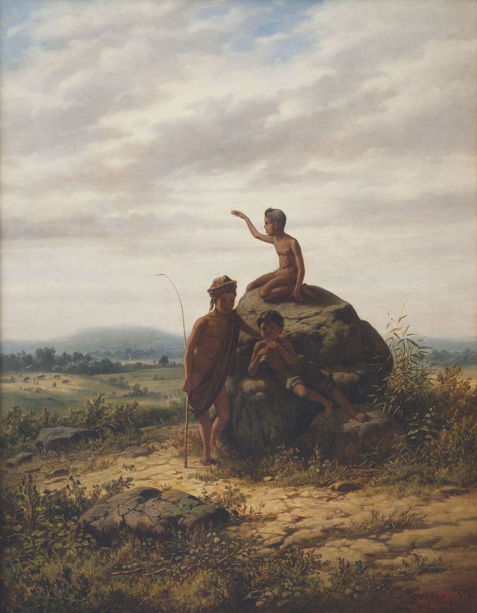 Weite indonesische Landschaft mit jungen Kuhhirten von Jan Daniel Beynon