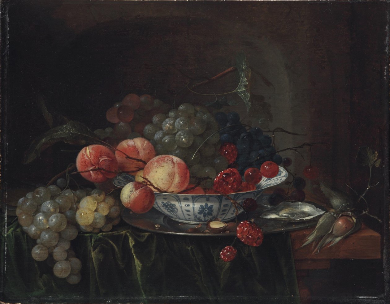 Kleines Früchtestillleben in einer Wan-Li-Schale von Jan Davidsz. de Heem