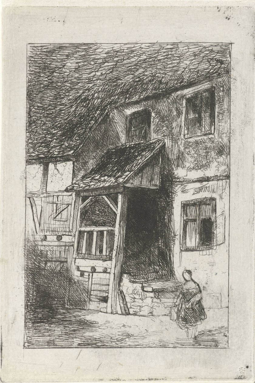 Fassade eines Hauses mit überdachtem Aufgang von Jan Diederikus Kruseman
