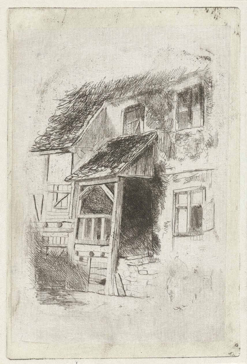 Fassade eines Hauses mit überdachtem Aufgang von Jan Diederikus Kruseman
