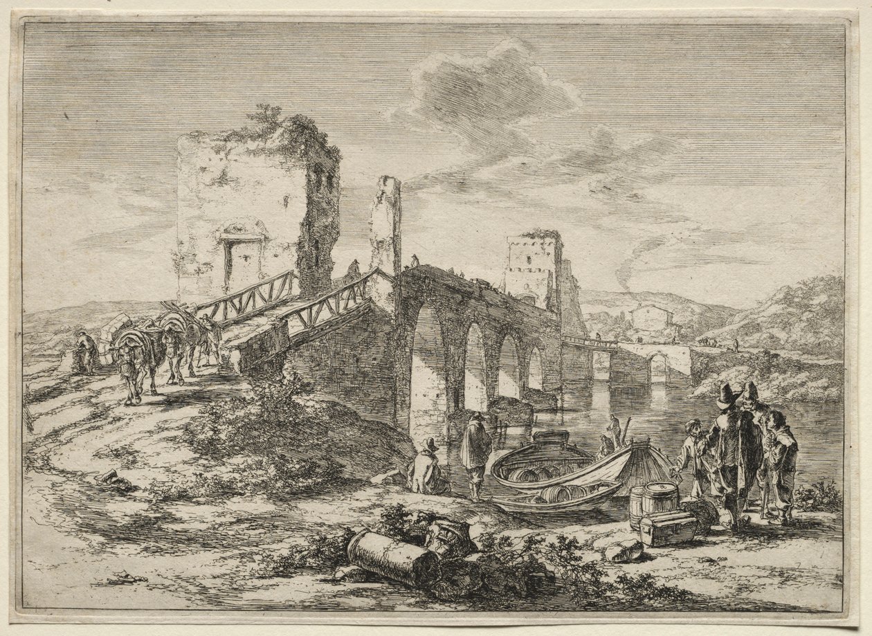 Die Molle-Brücke über den Tiber von Jan Dirksz Both