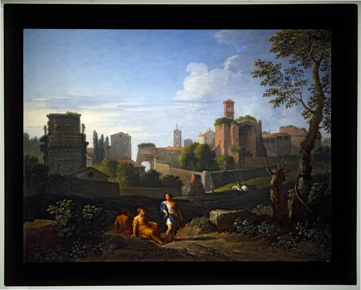 Satz von vier Capriccios; (4) Bögen von Konstantin und Titus, Turm des Kapitols, Tempel der Venus und der Uhrturm von Santa Francesca Romana von Jan Frans van (1662 1749) Bloemen
