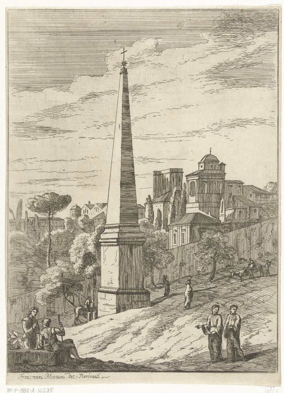 Italienisierende Landschaft mit Obelisk und Stadtansicht von Jan Frans van Bloemen