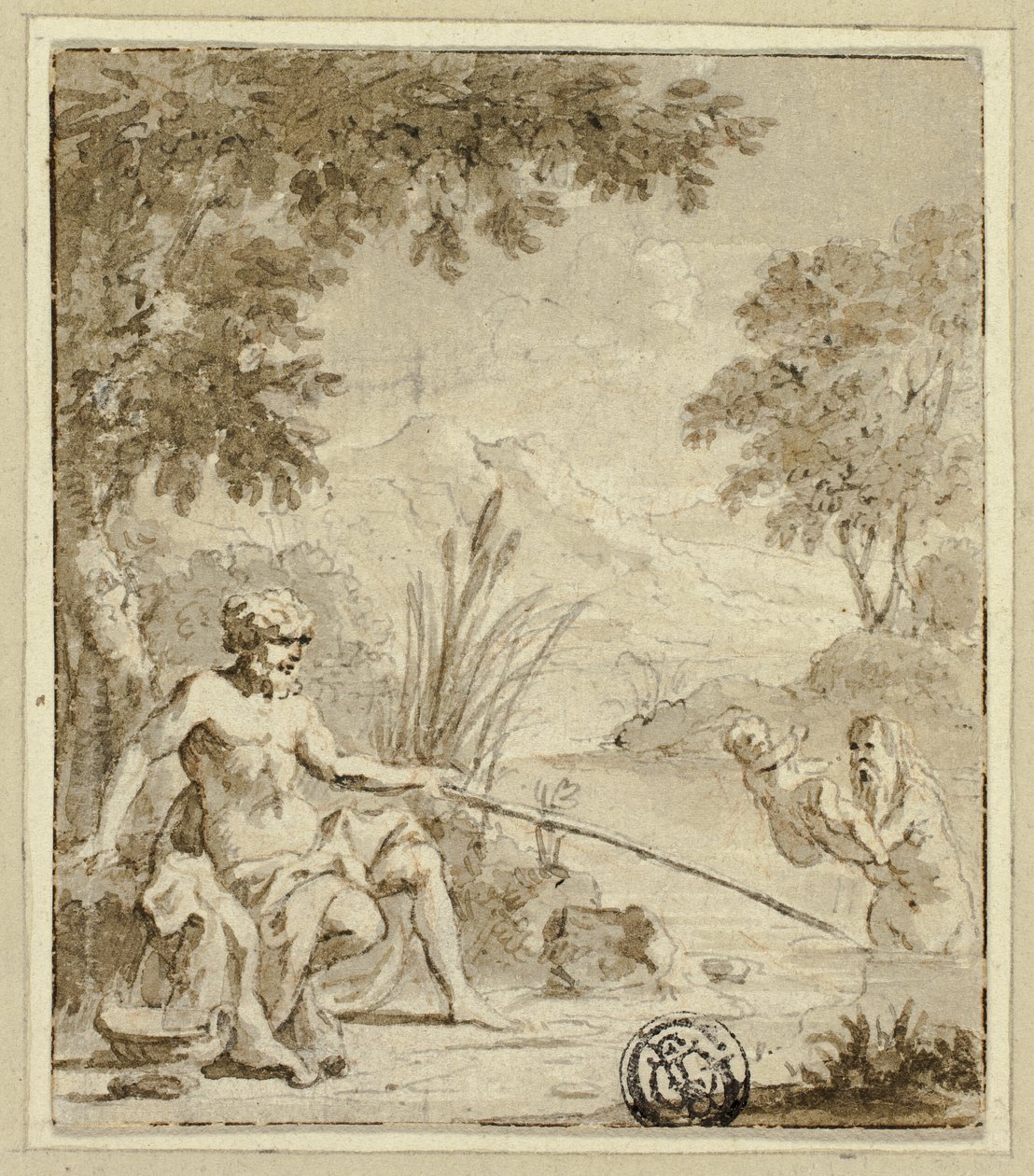 Mythologische Geburt eines Gottes oder Halbgottes aus einem Fluss von Jan Goeree