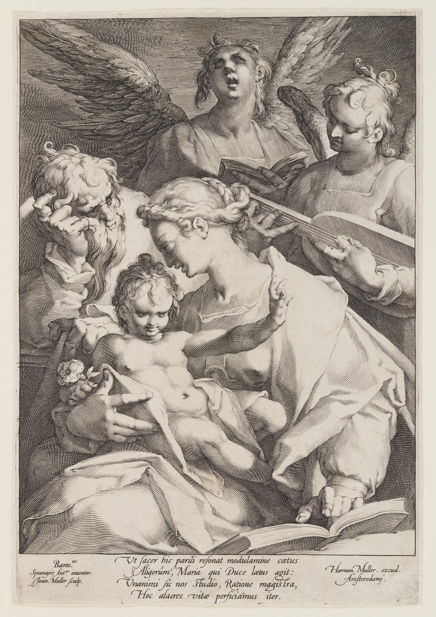 Heilige Familie und zwei musizierende Engel von Jan Harmensz. Muller