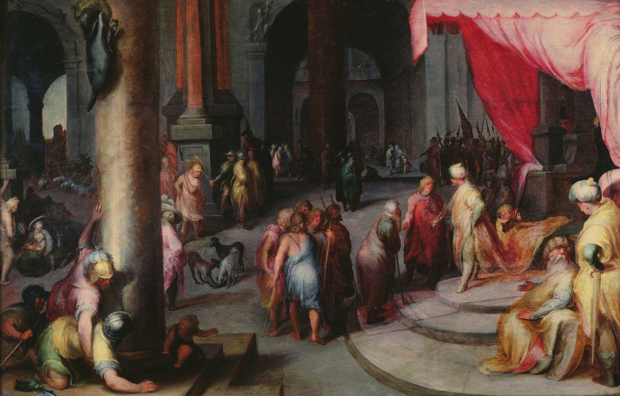 Joseph stellt seinen Vater und seine Brüder dem Pharao vor, ca. 1590 von Jan Harmensz Muller
