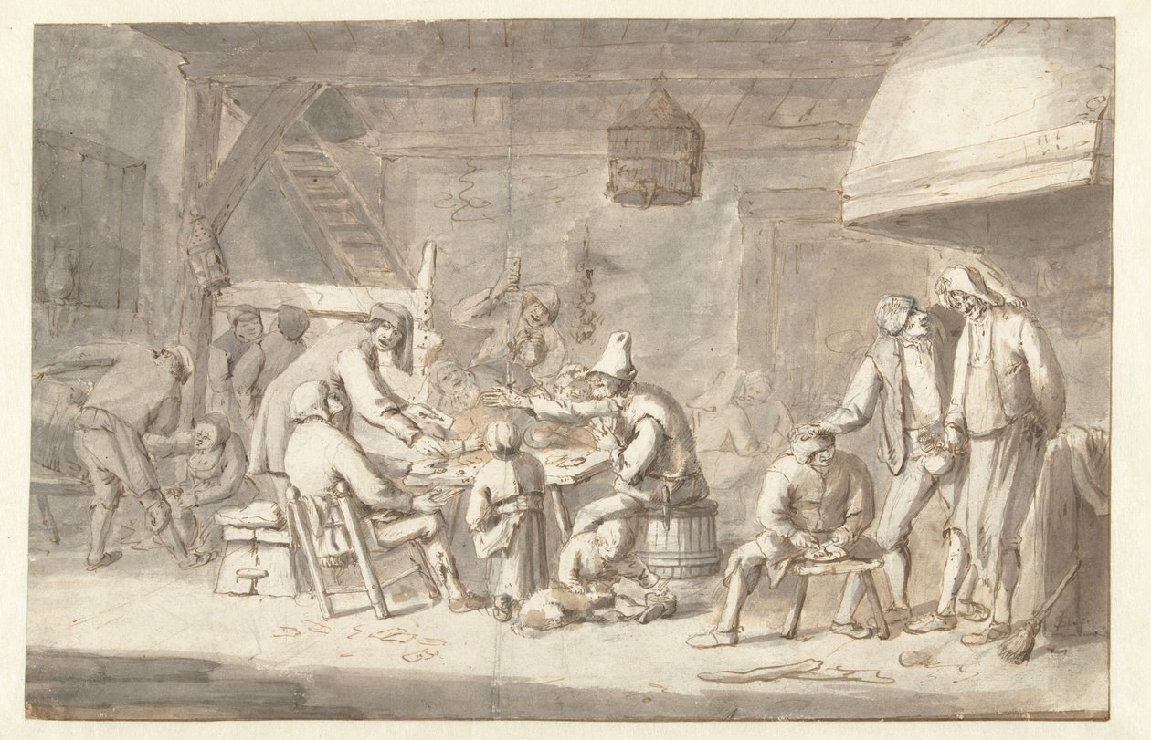 Wirtshausszene mit Kartenspielern von Jan Havicksz. Steen