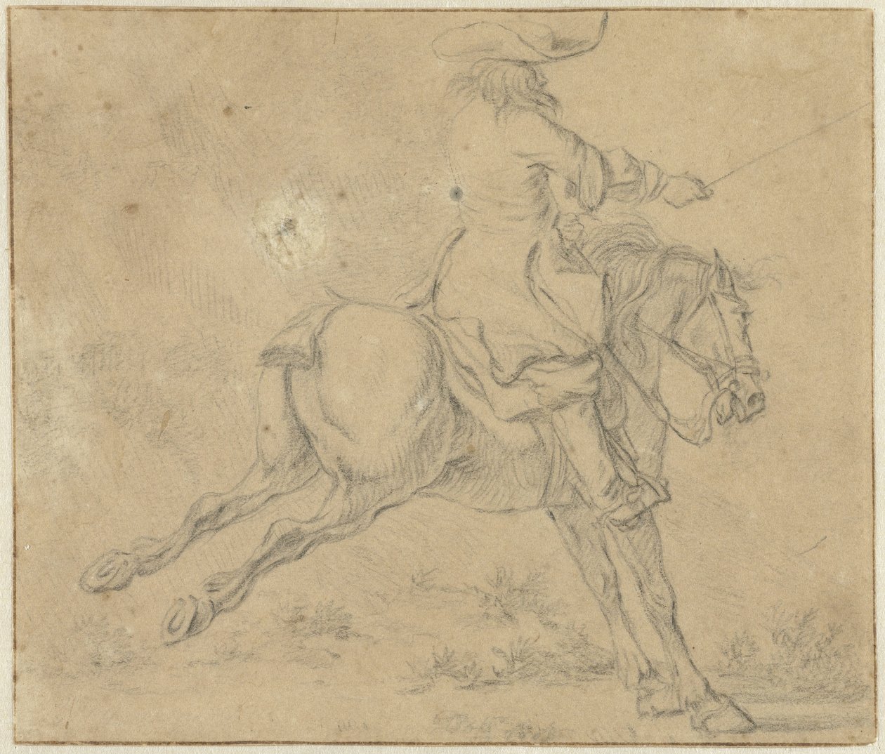 Reiter auf einem scheuenden Pferd von Jan Jacobsz van der Stoffe