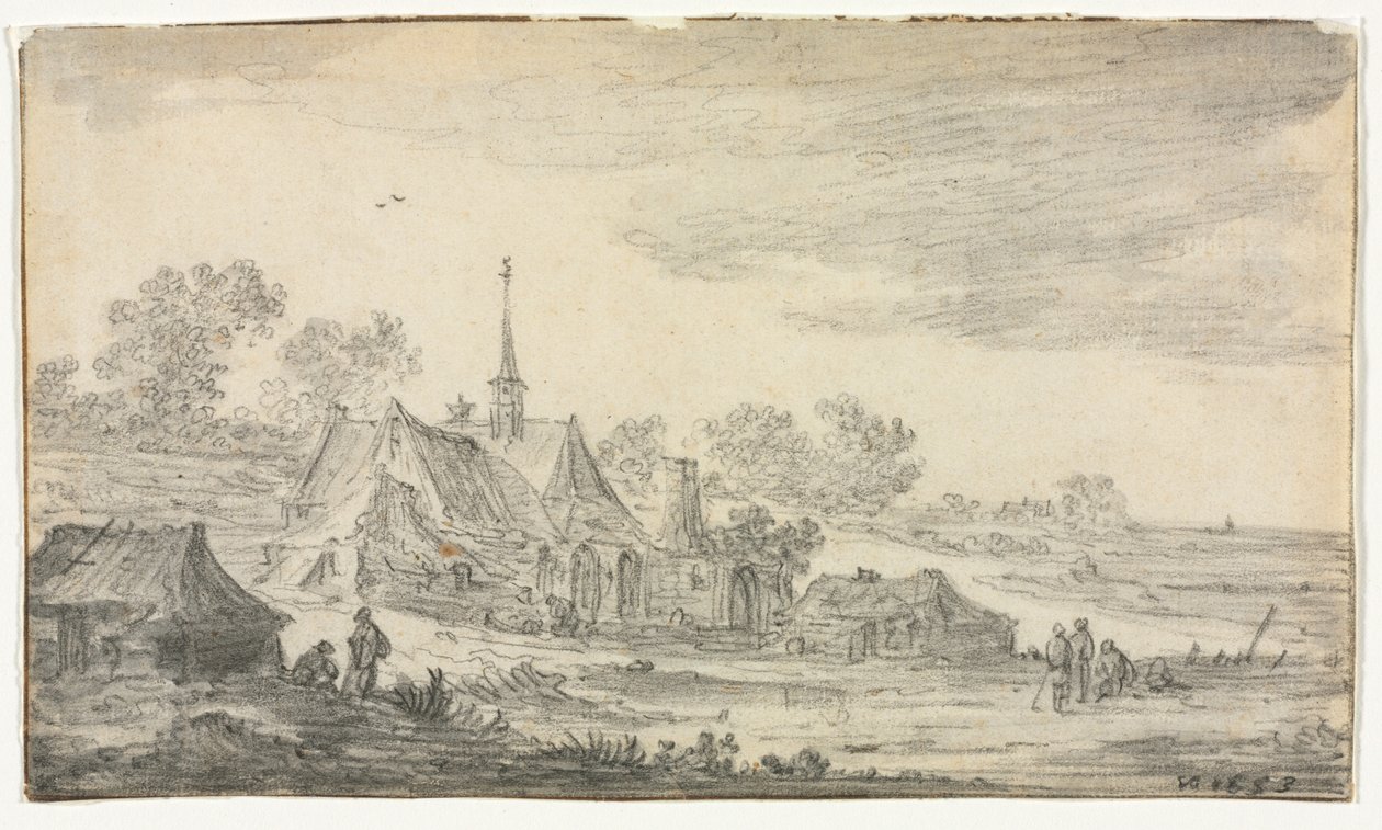 Gruppe von Gebäuden an einer Küste, 1653 von Jan Josephsz van Goyen