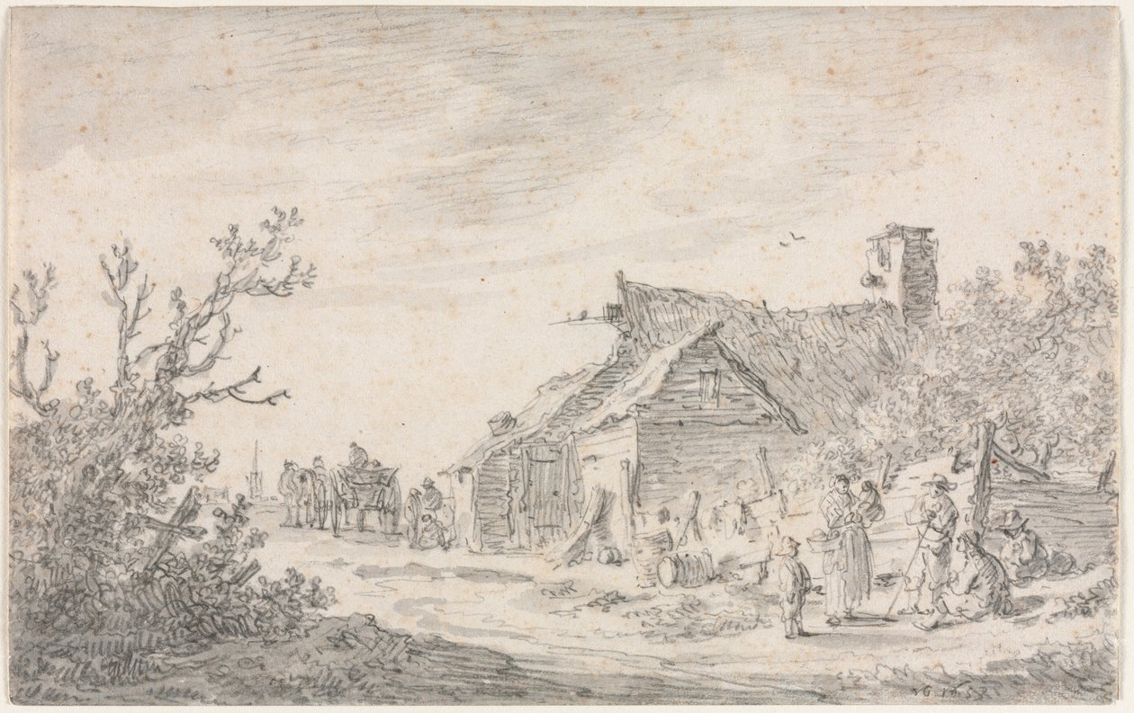Landschaft mit einem Cottage und Figuren, 1653 von Jan Josephsz van Goyen