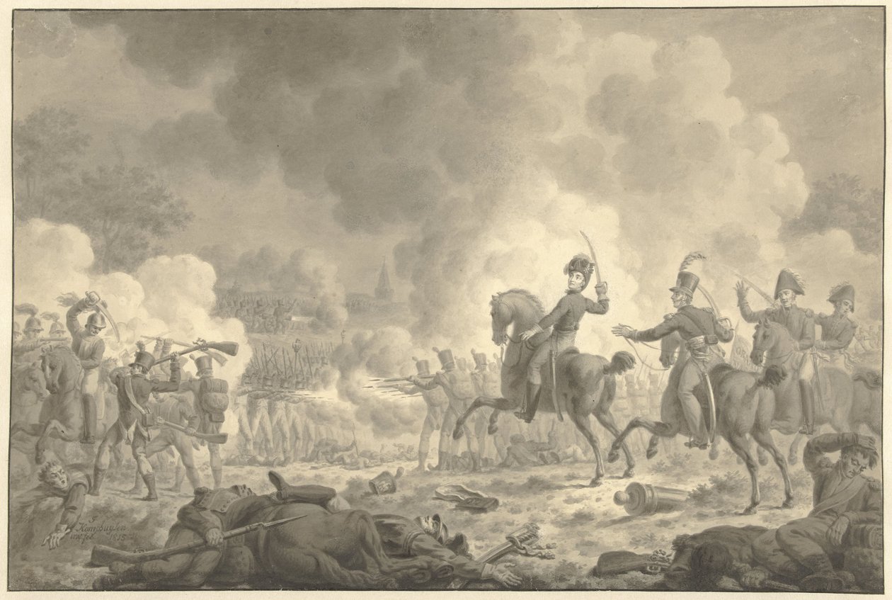 Kronprinz Wilhelm Friedrich Georg Ludwig bei der Schlacht von Waterloo und Fleurus von Jan Kamphuijsen (signed by artist)