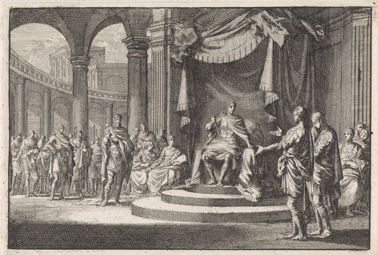 Alexander und Aristobulus rechtfertigen sich vor Kaiser Augustus von Jan Luyken