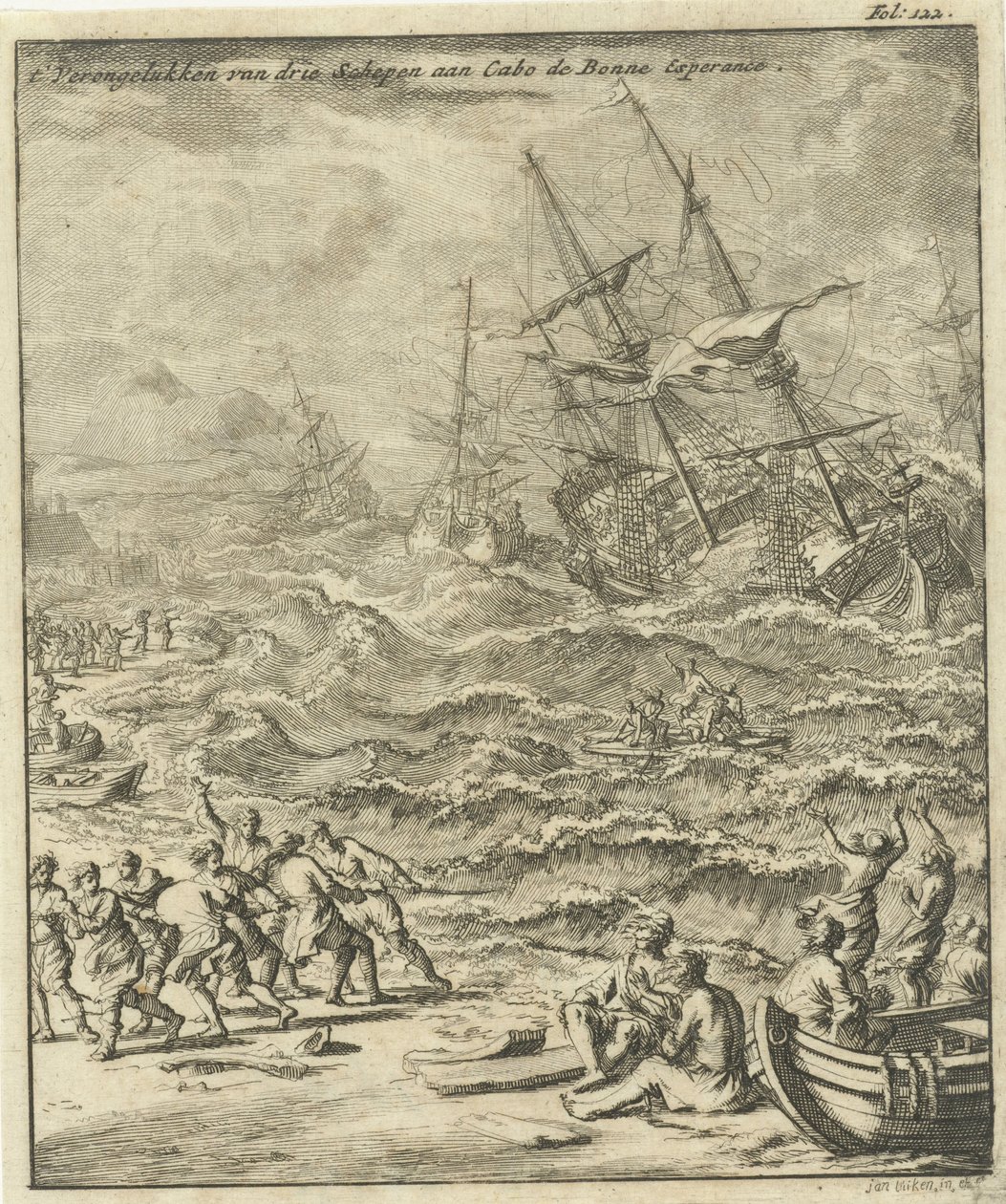 Schiffsuntergang am Kap der Guten Hoffnung, 1693 von Jan Luyken