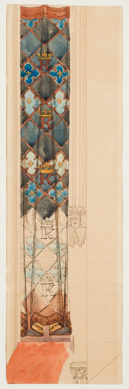 Kartonskizze für die Polychromie der Marienkirche - Fries mit geometrischem Muster von Jan Matejko