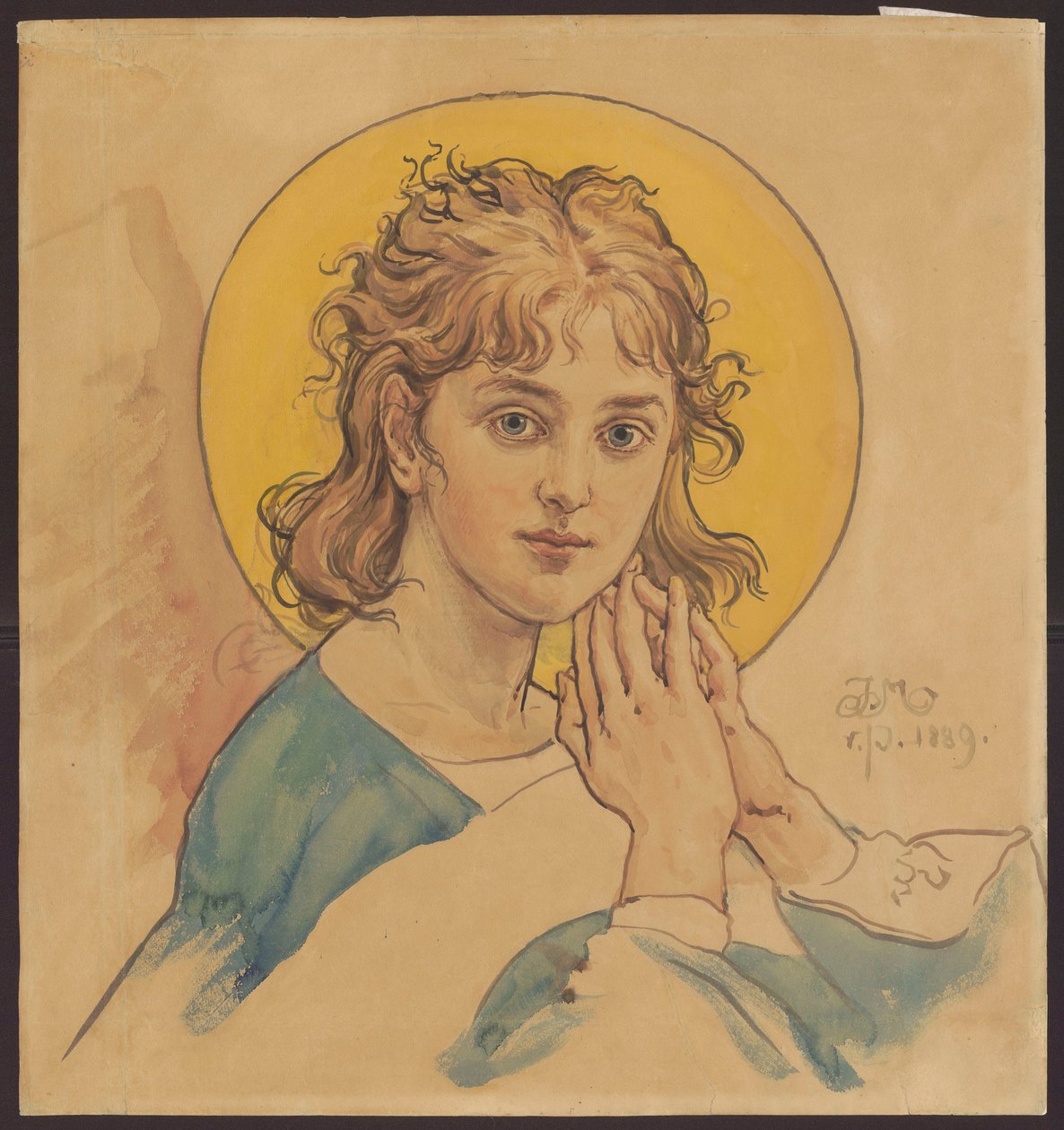 Engelsbüste, Entwurf für die Polychromie der Marienkirche in Krakau von Jan Matejko