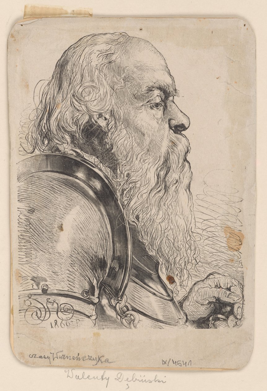 Büste von Walenty Dębiński - Holzschnitt nach einer Zeichnung von Jan Matejko von Jan Matejko