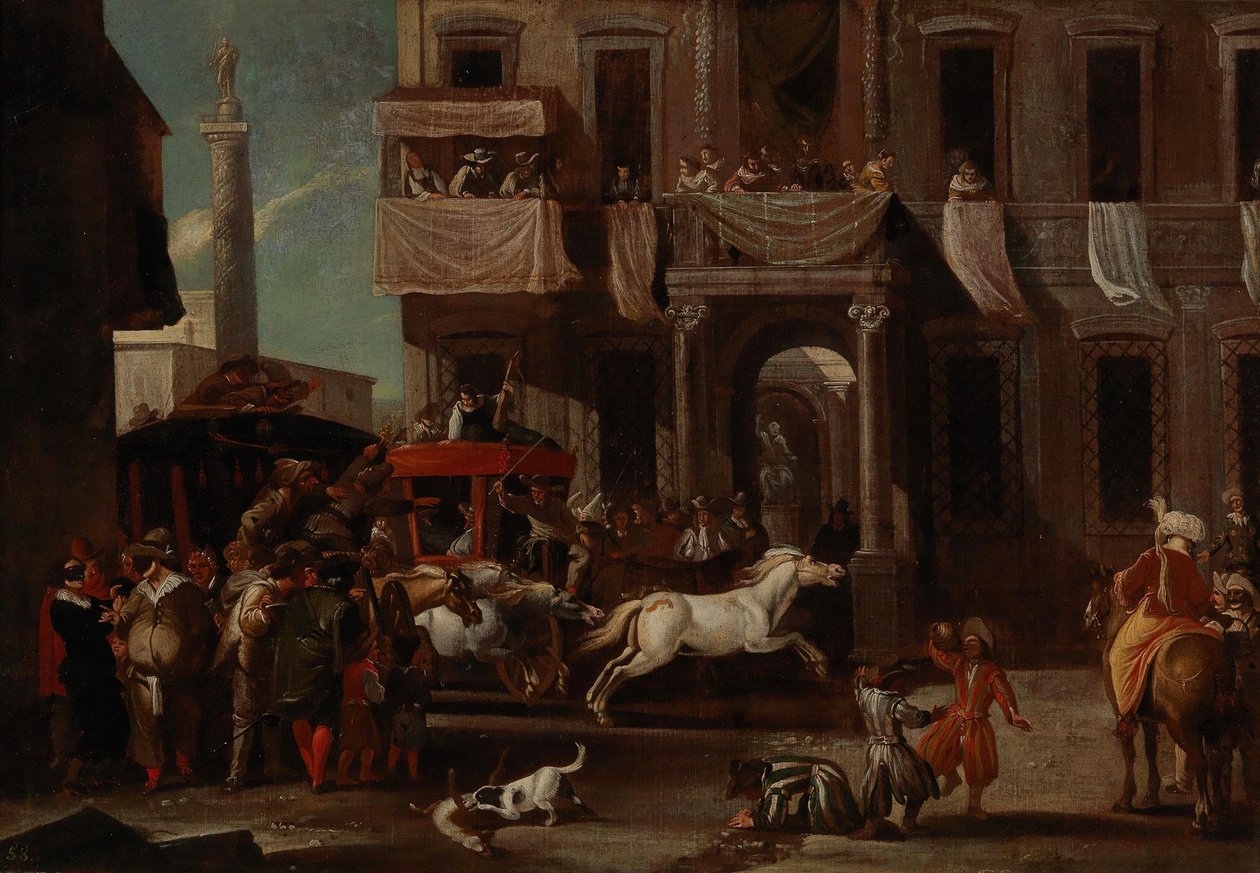Das Rennen der Berberpferde in Rom von Jan Miel