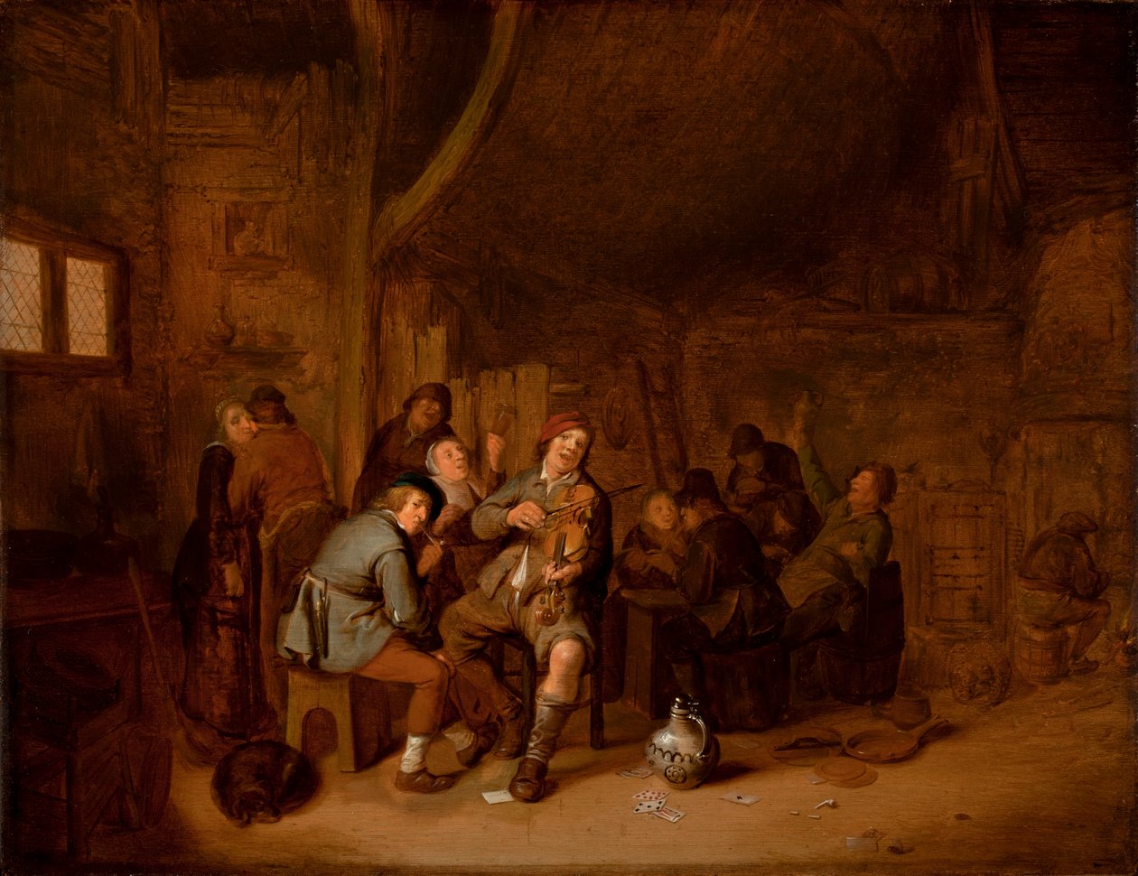 Figuren rauchen und musizieren in einem Gasthaus von Jan Miense Molenaer
