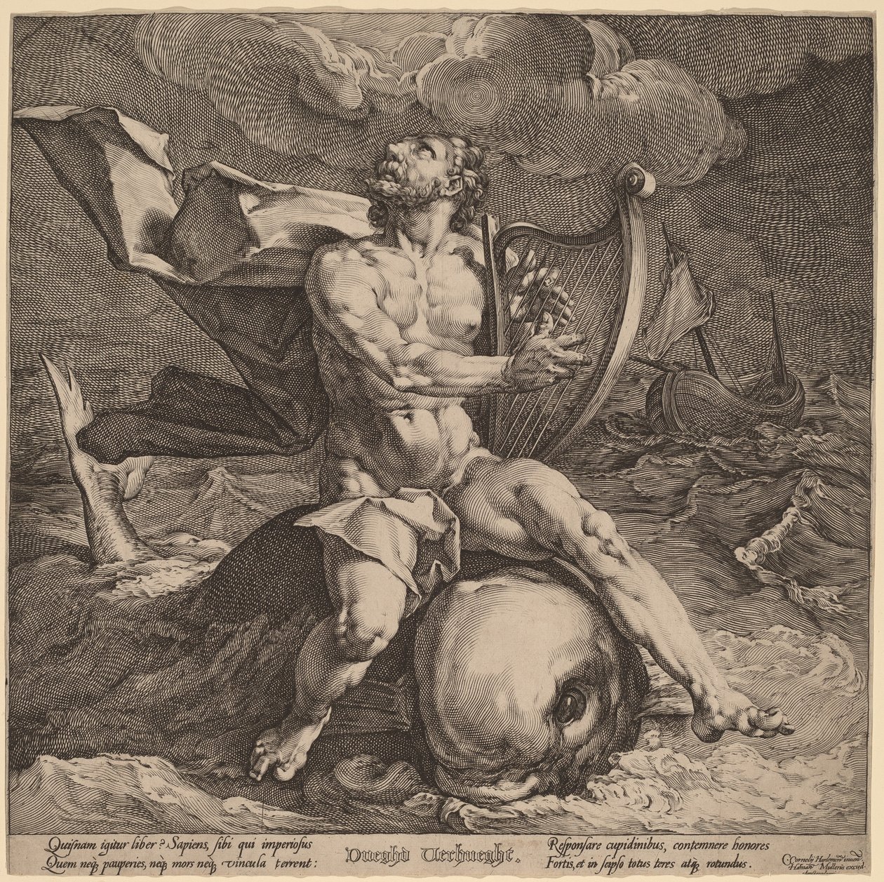 Arion auf einem Delfin von Jan Muller, after Cornelis Cornelisz van Haarlem