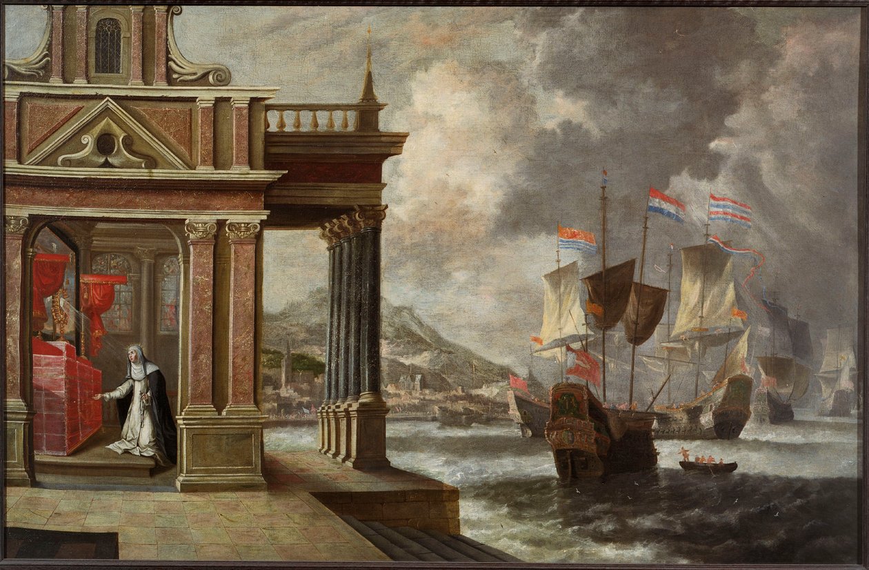 Die Schlacht von Lepanto: Heilige Katharina von Ricci und die Einschiffung, 1671 von Jan Peeters the Elder