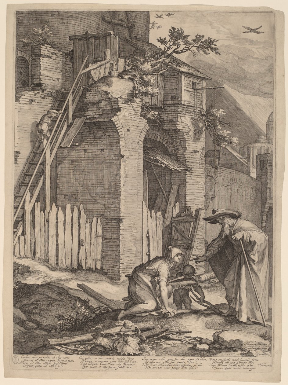 Der Prophet Elia mit der Witwe von Zarpath von Jan Pietersz Saenredam, after Abraham Bloemaert