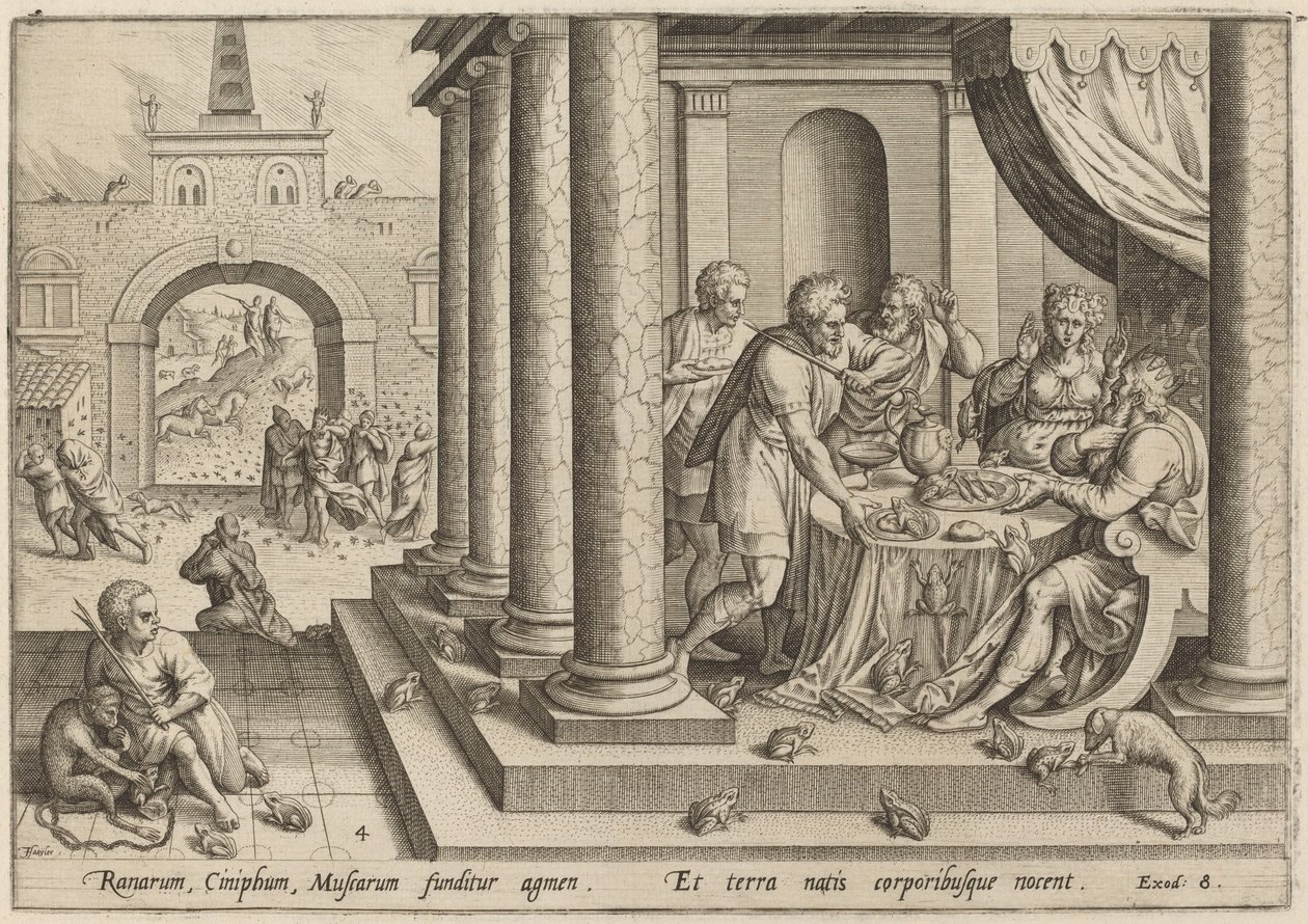 Die Froschplage von Jan Sadeler I, after Maarten van Cleef