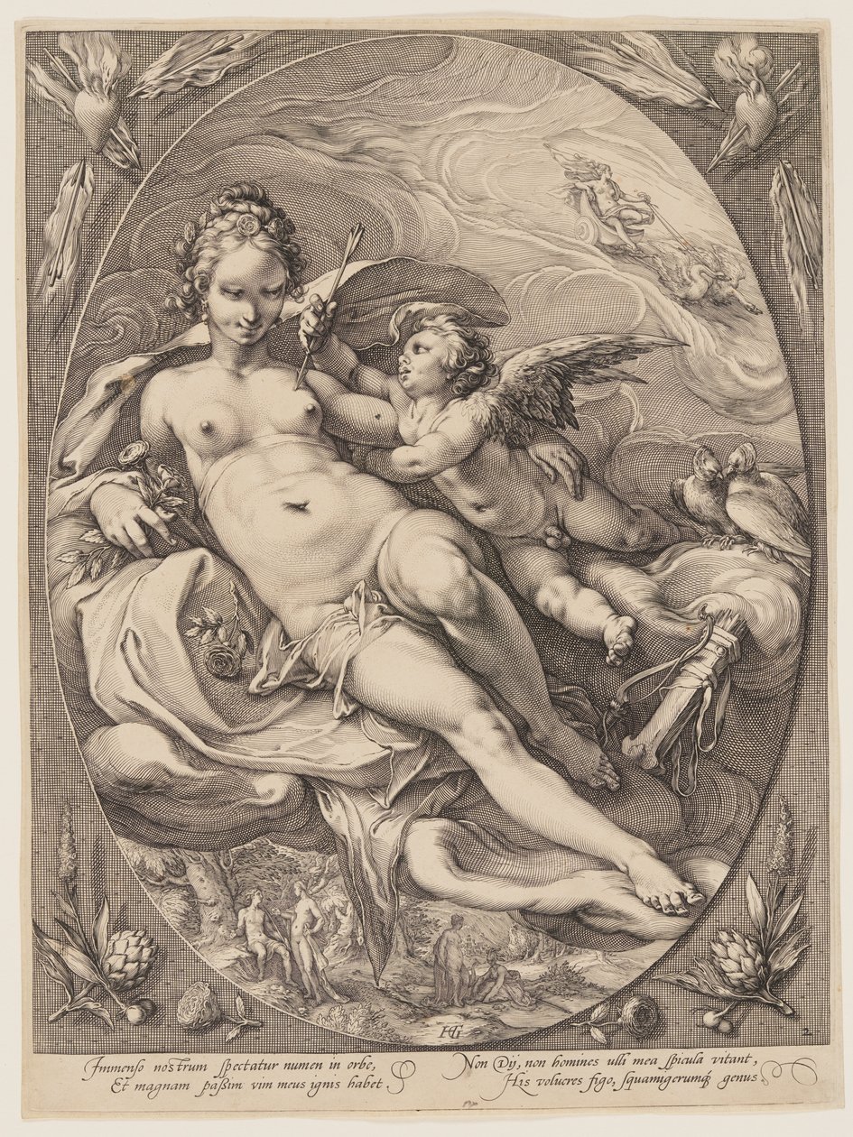 Venus und Amor, aus Drei Göttinnen in den Wolken von Jan Saenredam