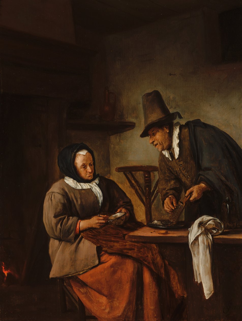 Ein altes Paar macht Caudle von Jan Steen