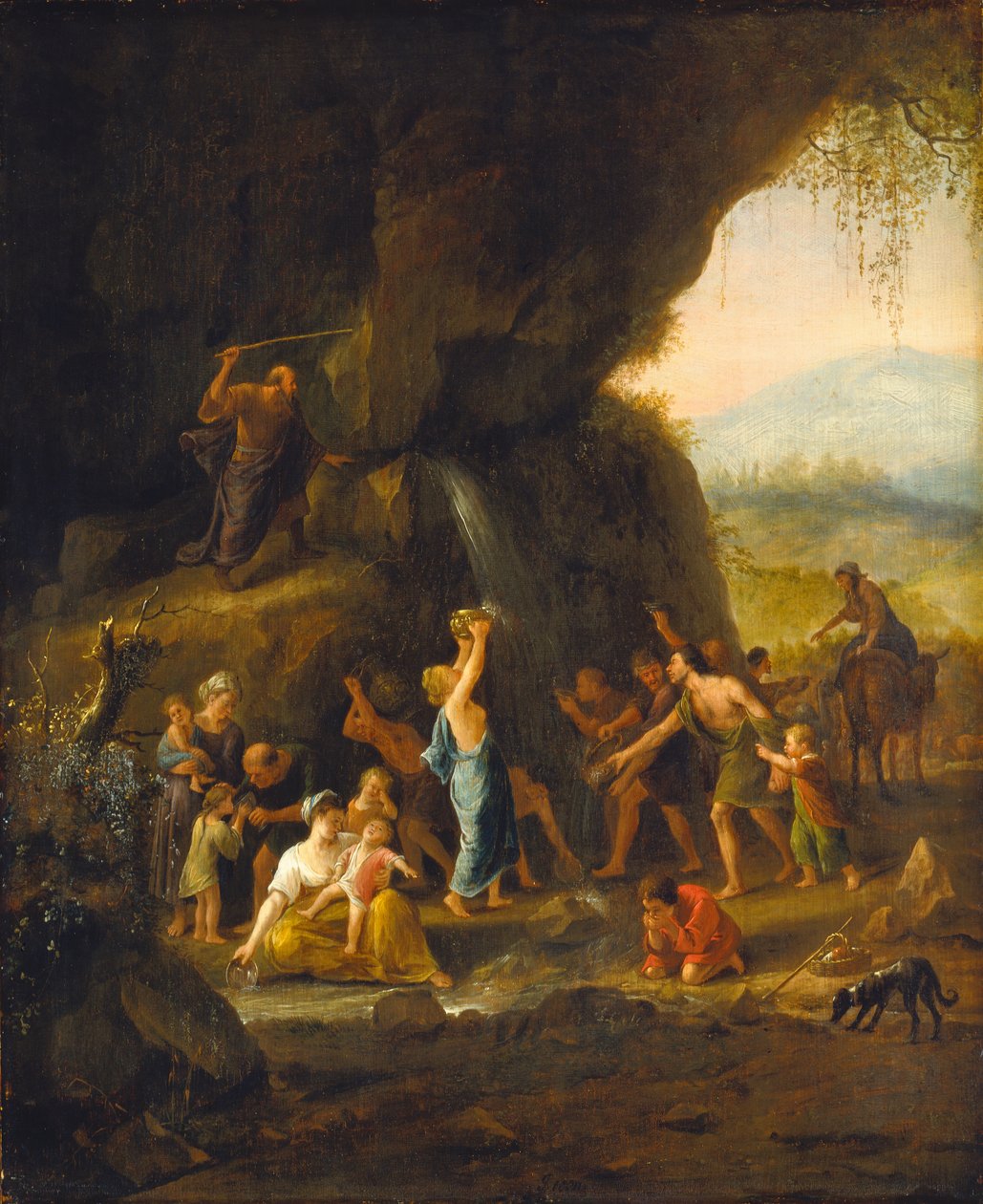 Moses schlägt auf den Felsen von Jan Steen