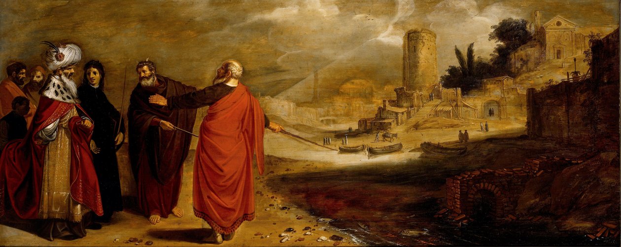 Aaron verwandelt das Wasser des Flusses in Blut von Jan Symonsz Pynas