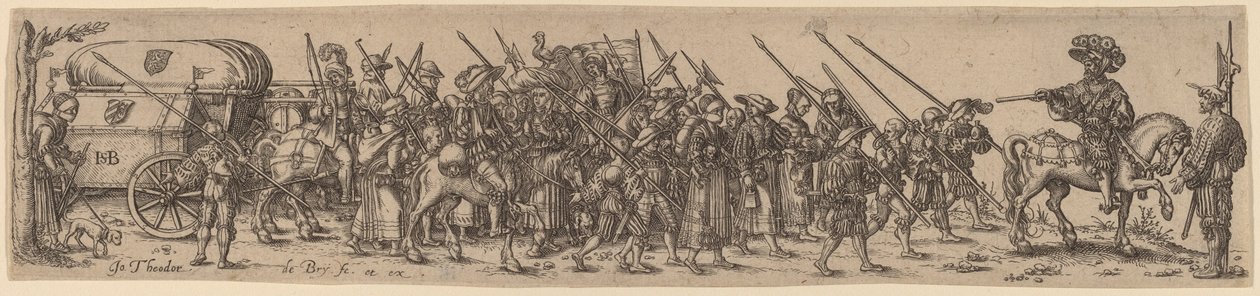 Der Tross mit dem Feldwebel von Jan Theodor de Bry after Barthel Beham