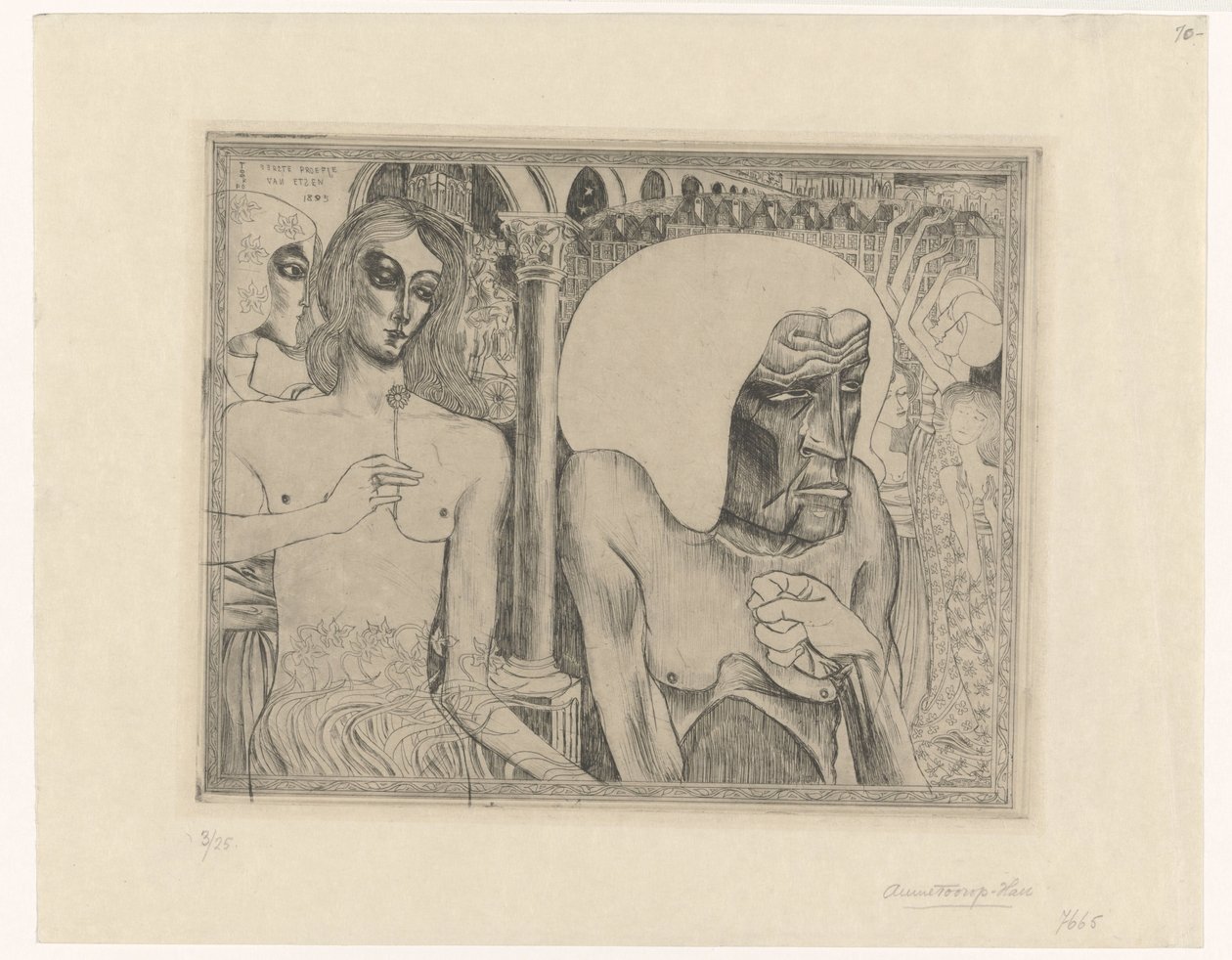 Alte Frau umgeben von jungen Frauen von Jan Toorop