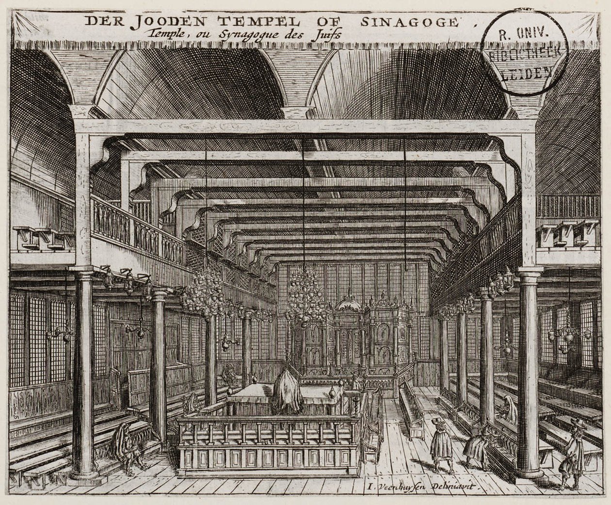 Innenraum der Portugiesischen Synagoge in Amsterdam von Jan Veenhuysen