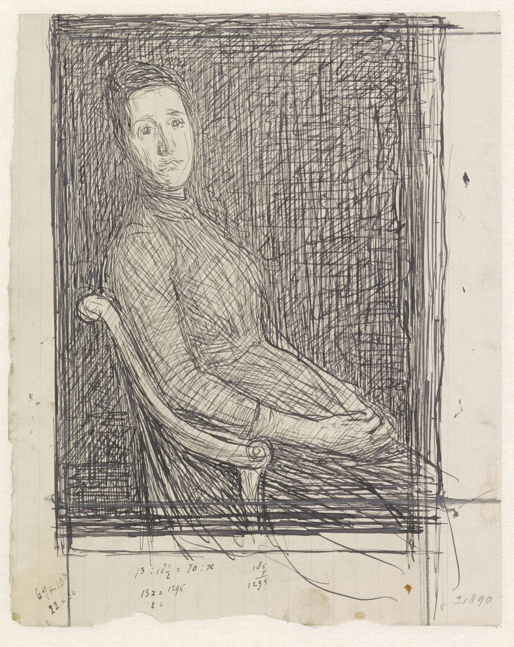 Porträt von Anna Dorothea Veth-Dirks, nach rechts sitzend von Jan Veth