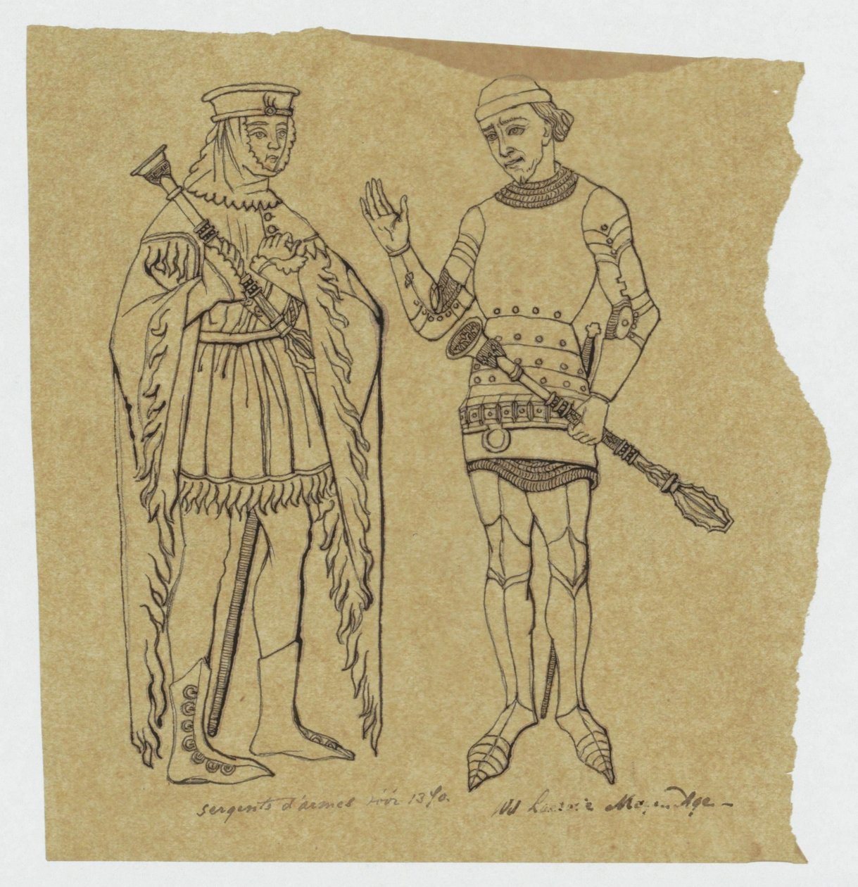 Zwei mittelalterliche Soldaten vor 1370 von Jan Veth