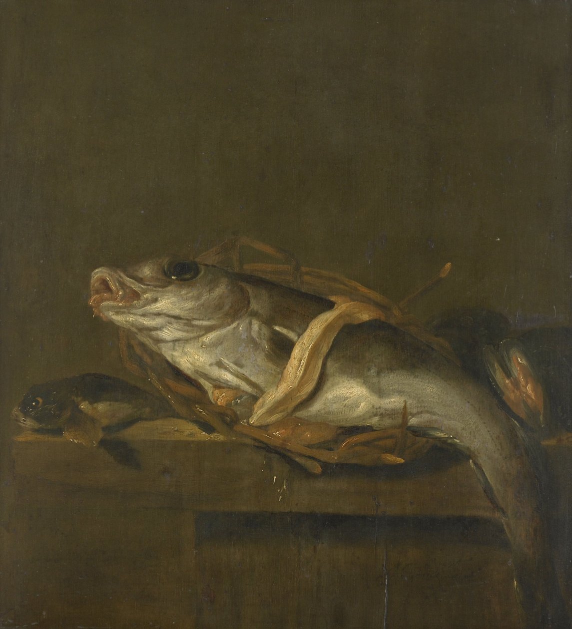 Stillleben mit einem Schellfisch und Knurrhahn von Jan Vonck