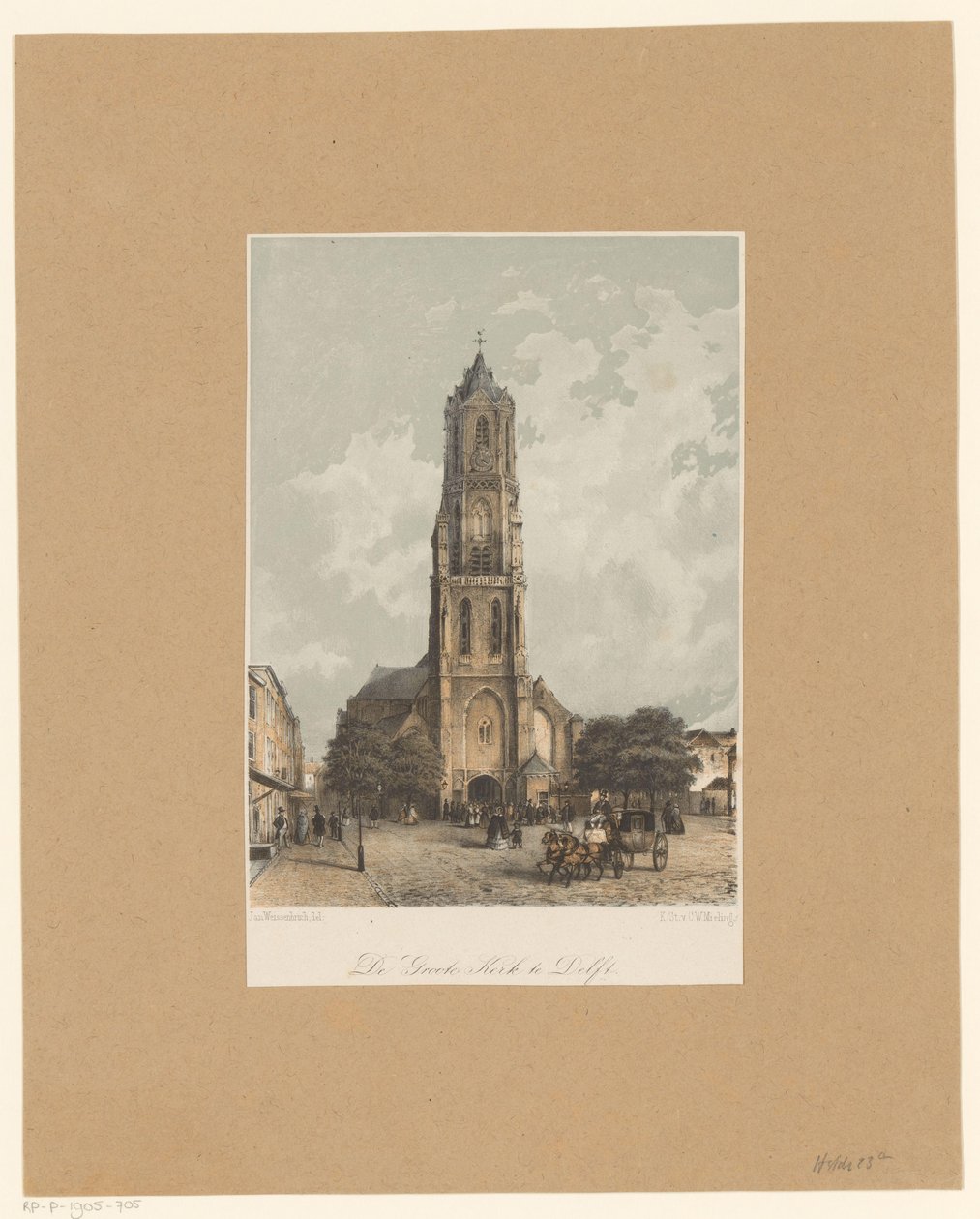 Ansicht der Nieuwe Kerk in Delft von Jan Weissenbruch