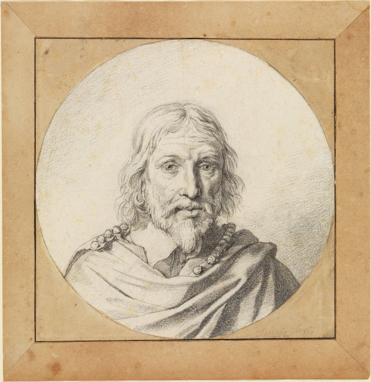 Brustbild eines alten Mannes von vorn (im Rund) von Jan de Bray