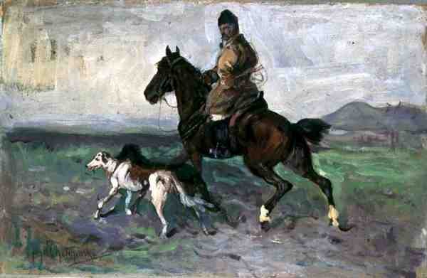 Reiter mit Windhunden, ca. 1890 von Jan van Chelminski