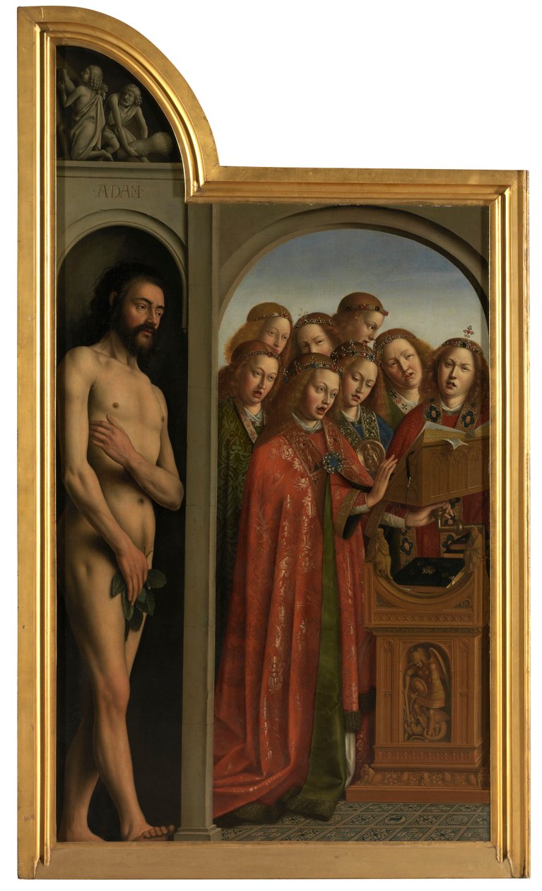 Adam und singende Engel von Jan van Eyck