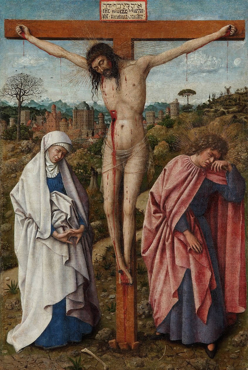 Die Kreuzigung Christi mit der Jungfrau und dem Heiligen Johannes von Jan van Eyck
