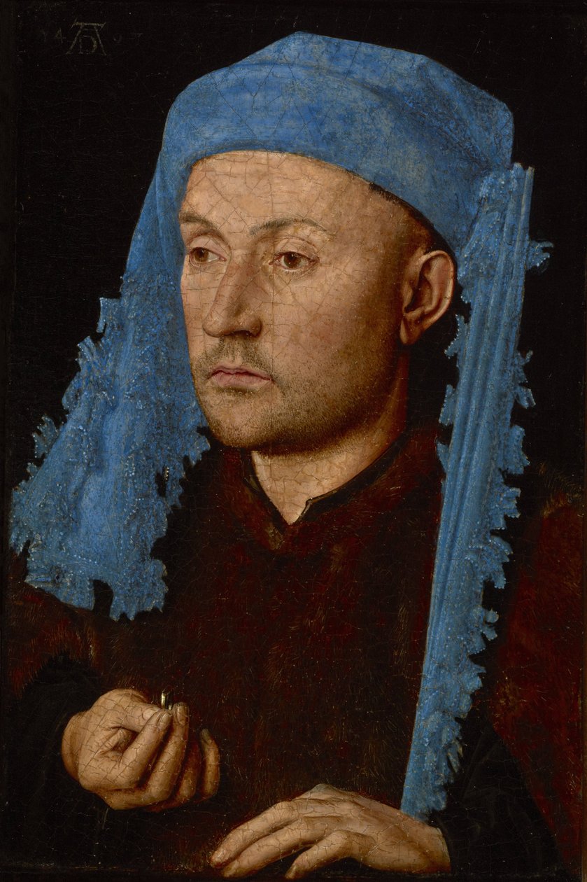 Porträt eines Mannes mit blauem Chaperon (Mann mit Ring), ca. 1429 von Jan van Eyck
