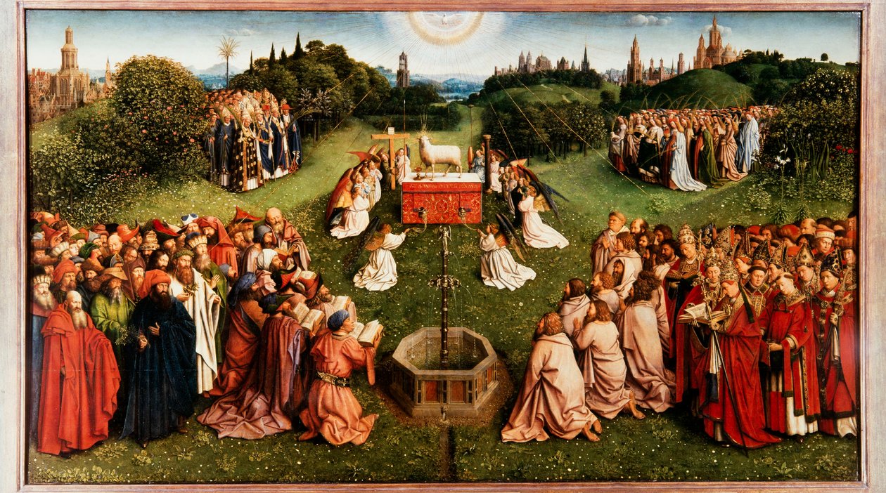 Der Genter Altar. Anbetung des mystischen Lammes von Jan van Eyck