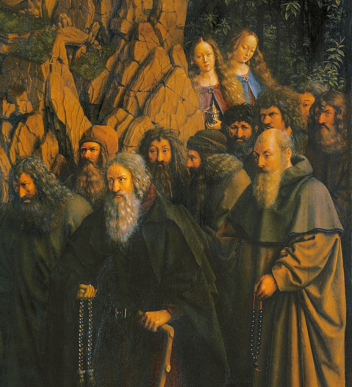 Die Einsiedler geführt von St. Christophorus von der rechten Seite des Genter Altars von Jan van Eyck