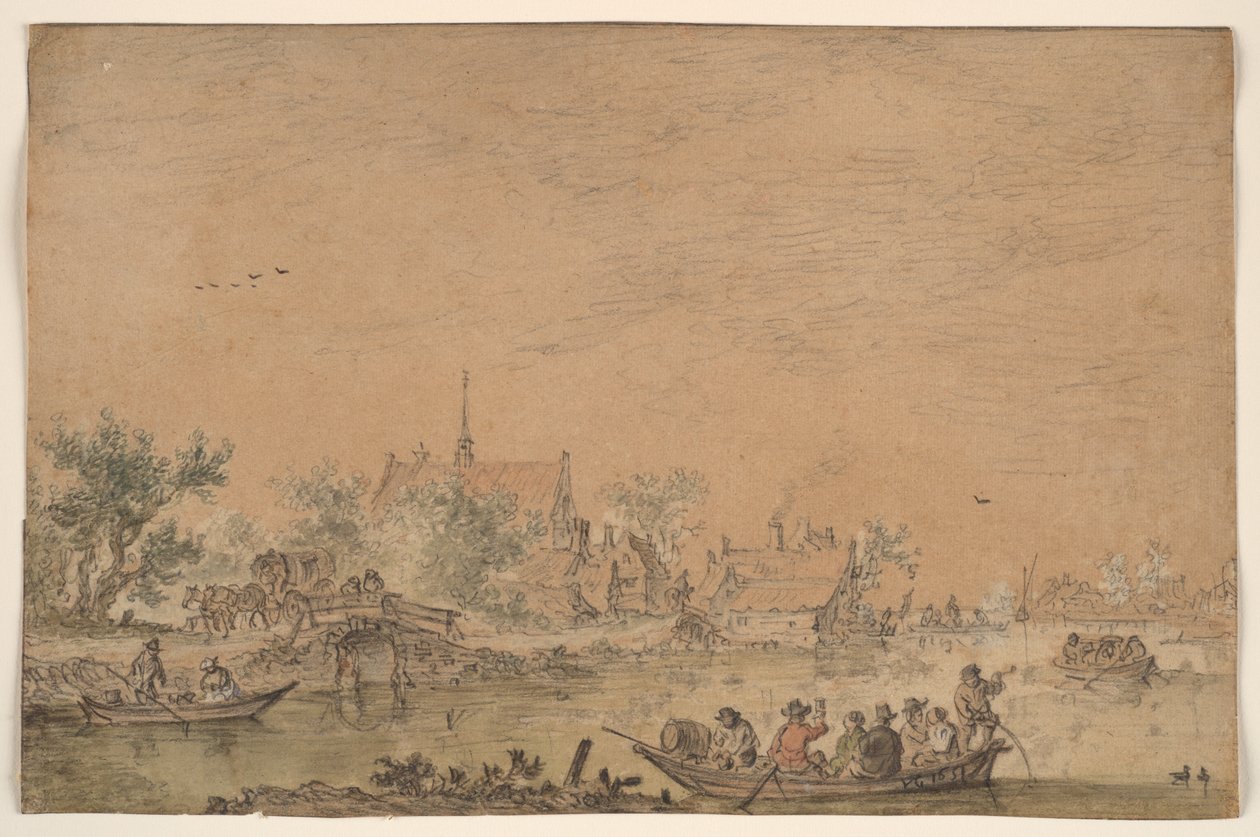 Bootsfahrt auf einem Fluss von Jan van Goyen
