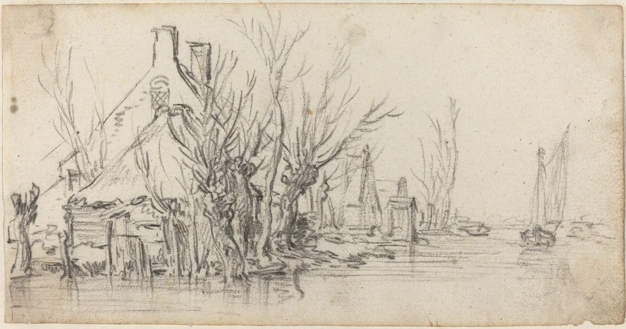 Häuser am Fluss von Jan van Goyen