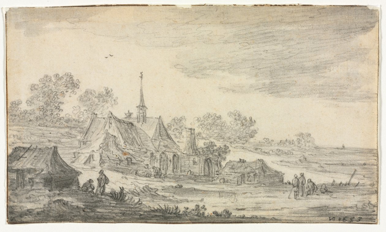 Gruppe von Gebäuden an einer Küste von Jan van Goyen